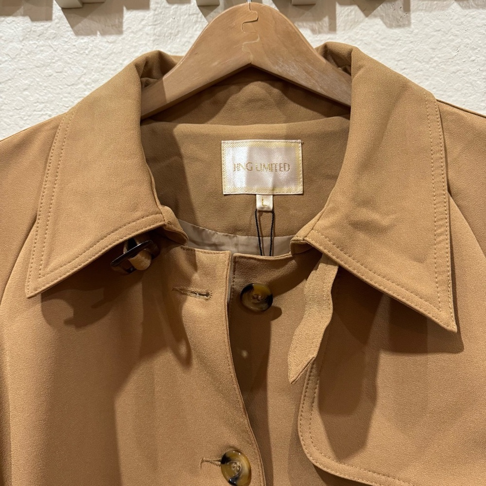 J.ING Jing Lightweight Belted Oversize Trench Coat Size L NWT Spring/Fall - Picture 4 of 8